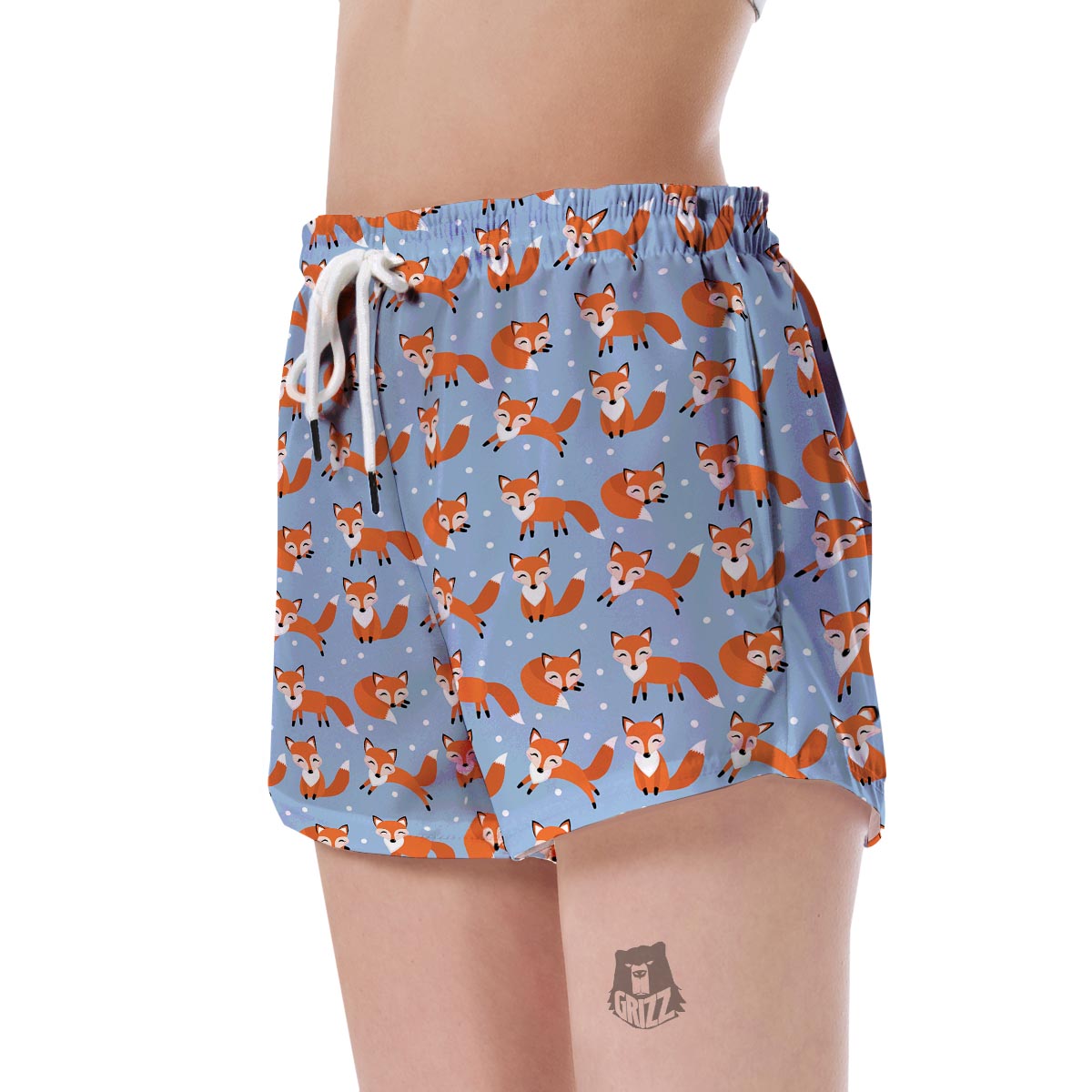 Fox Snow Pattern Print Women's Shorts-grizzshop