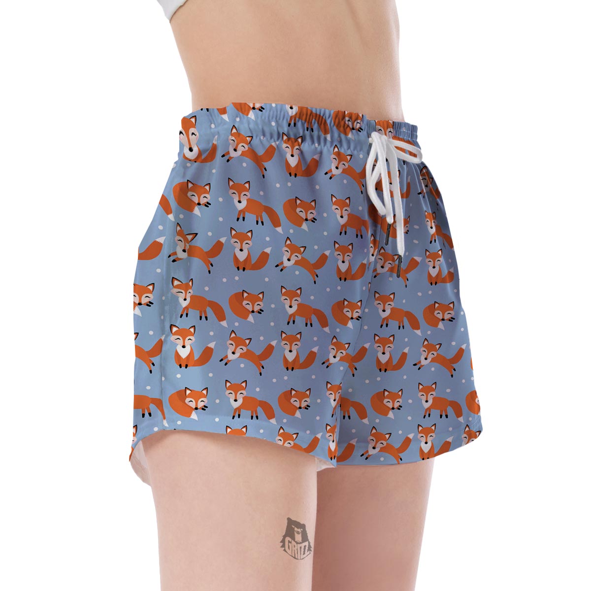 Fox Snow Pattern Print Women's Shorts-grizzshop