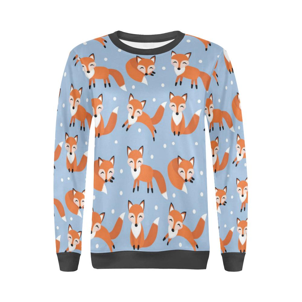 Fox Snow Pattern Print Women's Sweatshirt-grizzshop