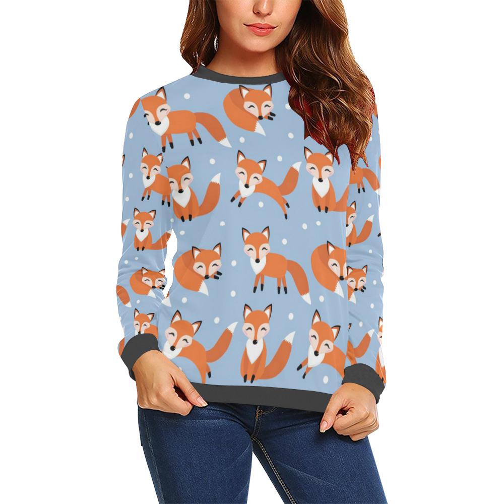 Fox Snow Pattern Print Women's Sweatshirt-grizzshop