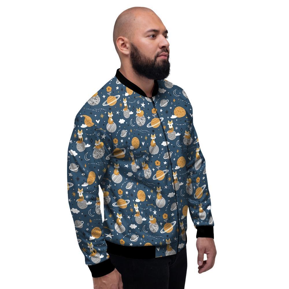 Fox Space Print Pattern Men's Bomber Jacket-grizzshop