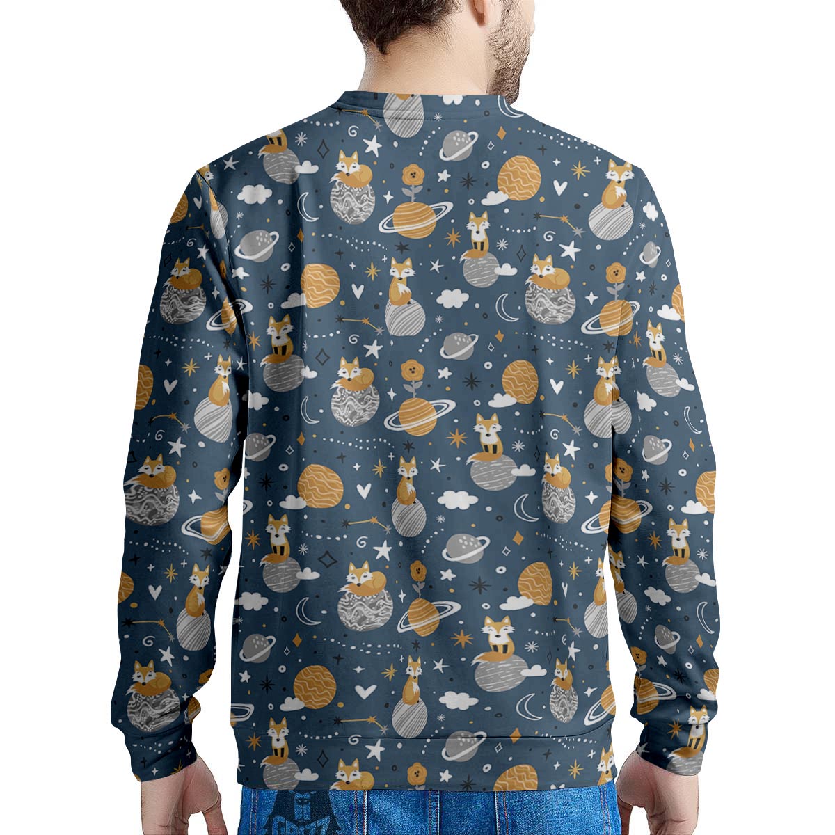 Fox Space Print Pattern Men's Sweatshirt-grizzshop