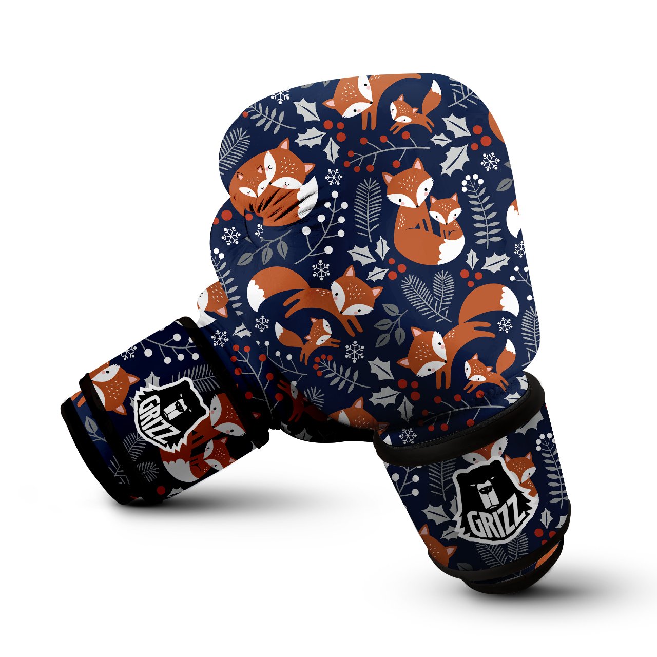 Fox Winter Print Pattern Boxing Gloves-grizzshop