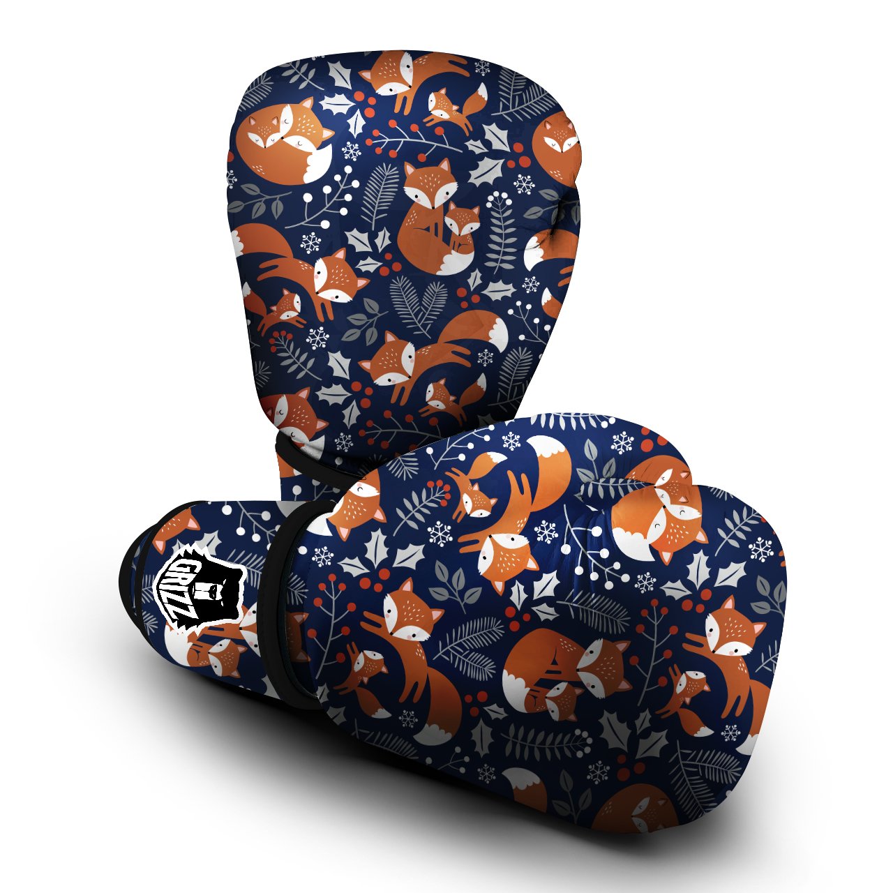 Fox Winter Print Pattern Boxing Gloves-grizzshop