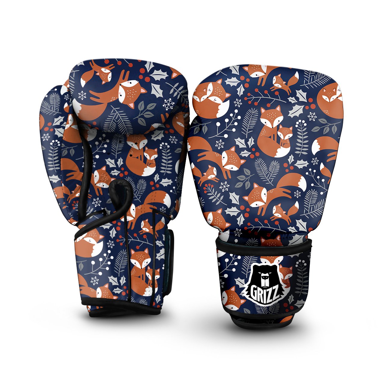 Fox Winter Print Pattern Boxing Gloves-grizzshop