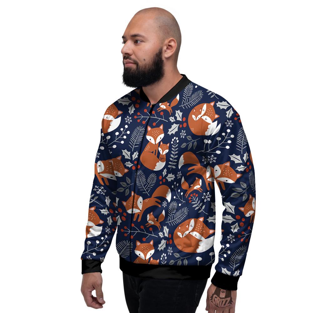 Fox Winter Print Pattern Men's Bomber Jacket-grizzshop