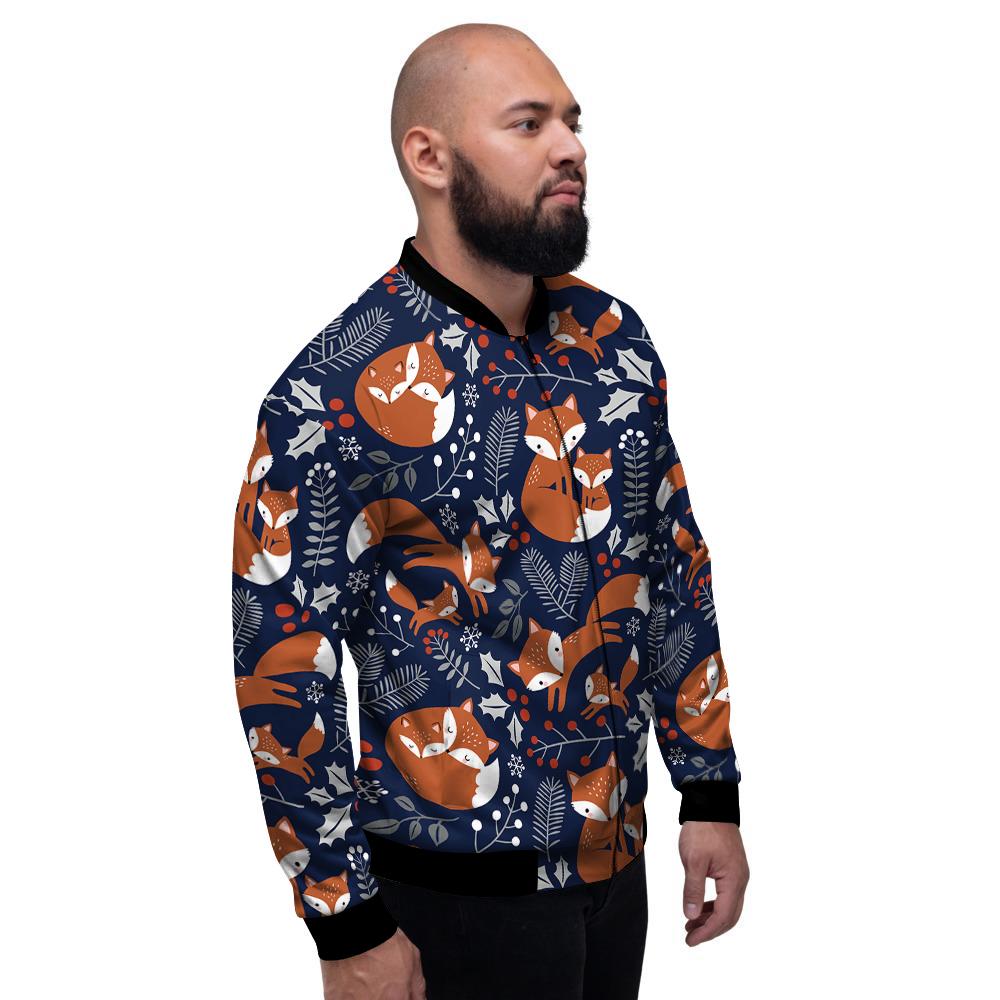 Fox Winter Print Pattern Men's Bomber Jacket-grizzshop