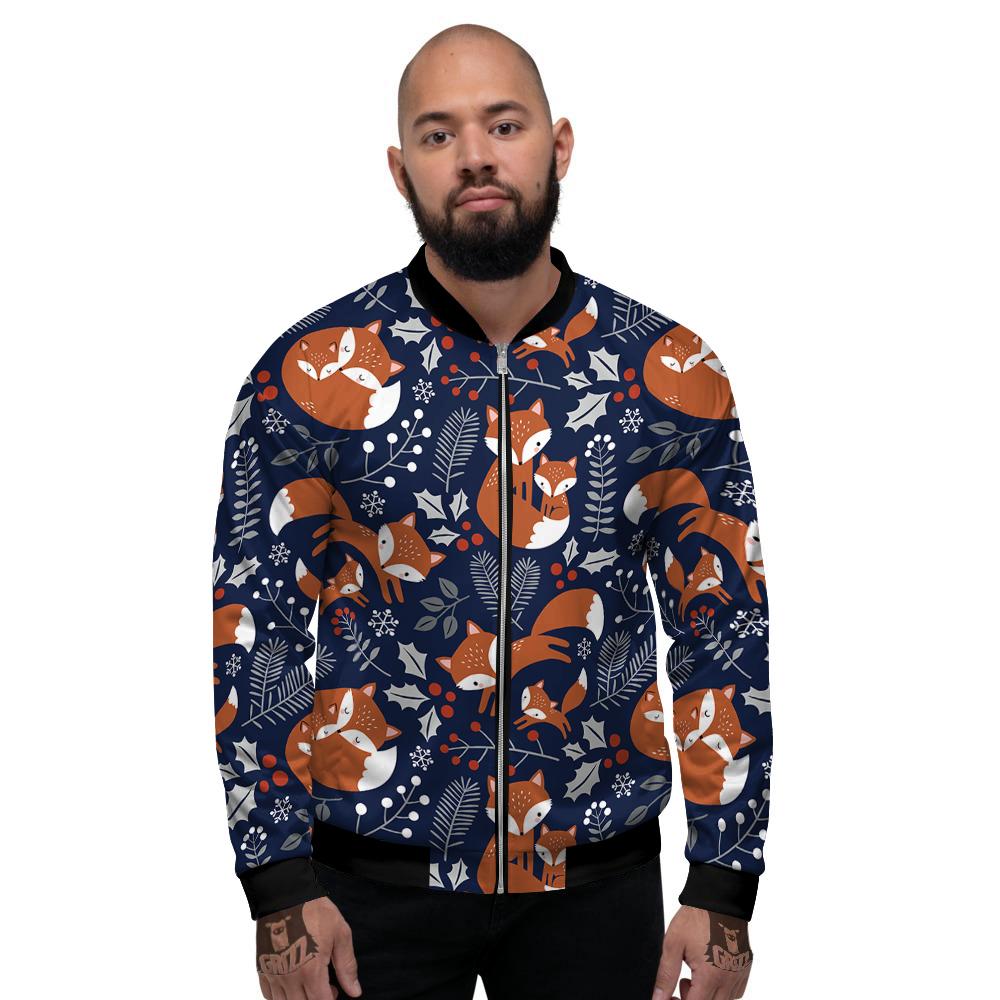 Fox Winter Print Pattern Men's Bomber Jacket-grizzshop