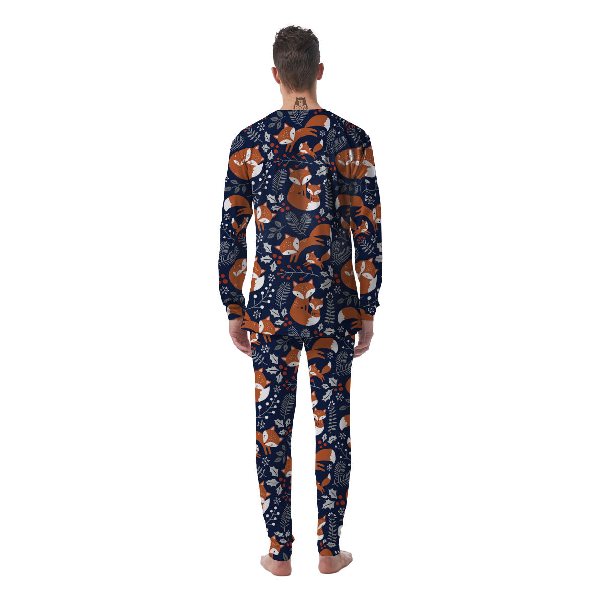 Fox Winter Print Pattern Men's Pajamas-grizzshop