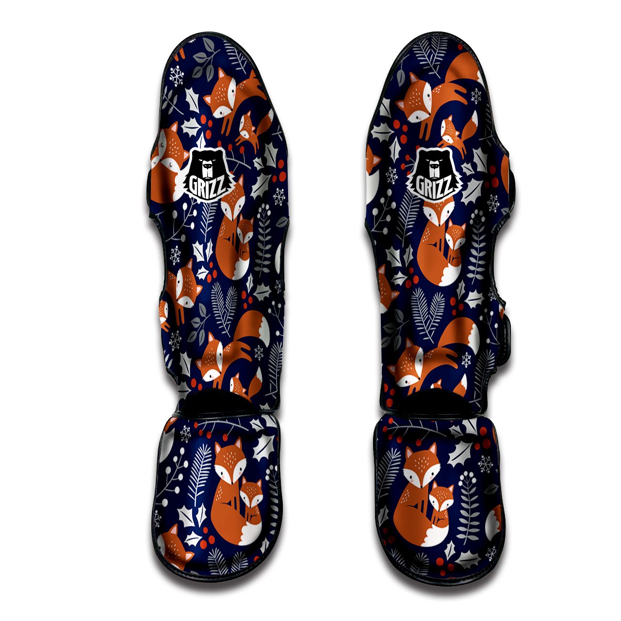 Fox Winter Print Pattern Muay Thai Shin Guards-grizzshop