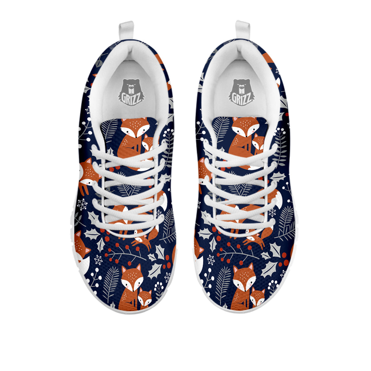 Fox Winter Print Pattern White Sneaker-grizzshop