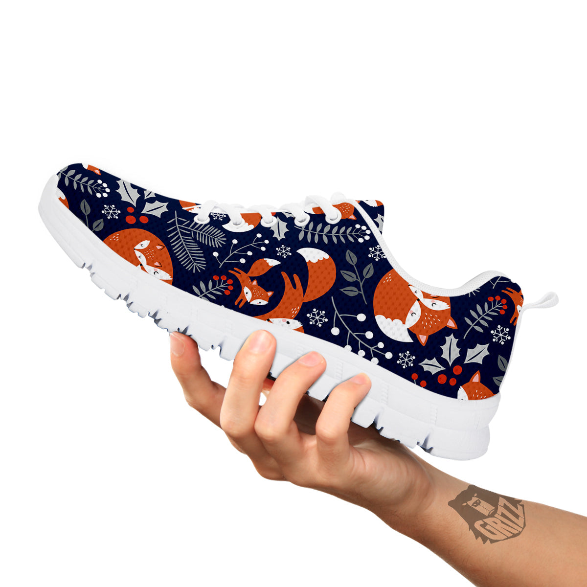 Fox Winter Print Pattern White Sneaker-grizzshop
