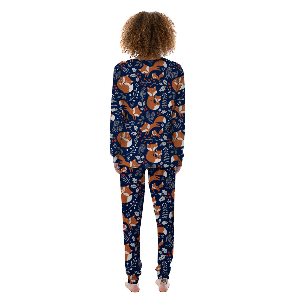 Fox Winter Print Pattern Women's Pajamas-grizzshop