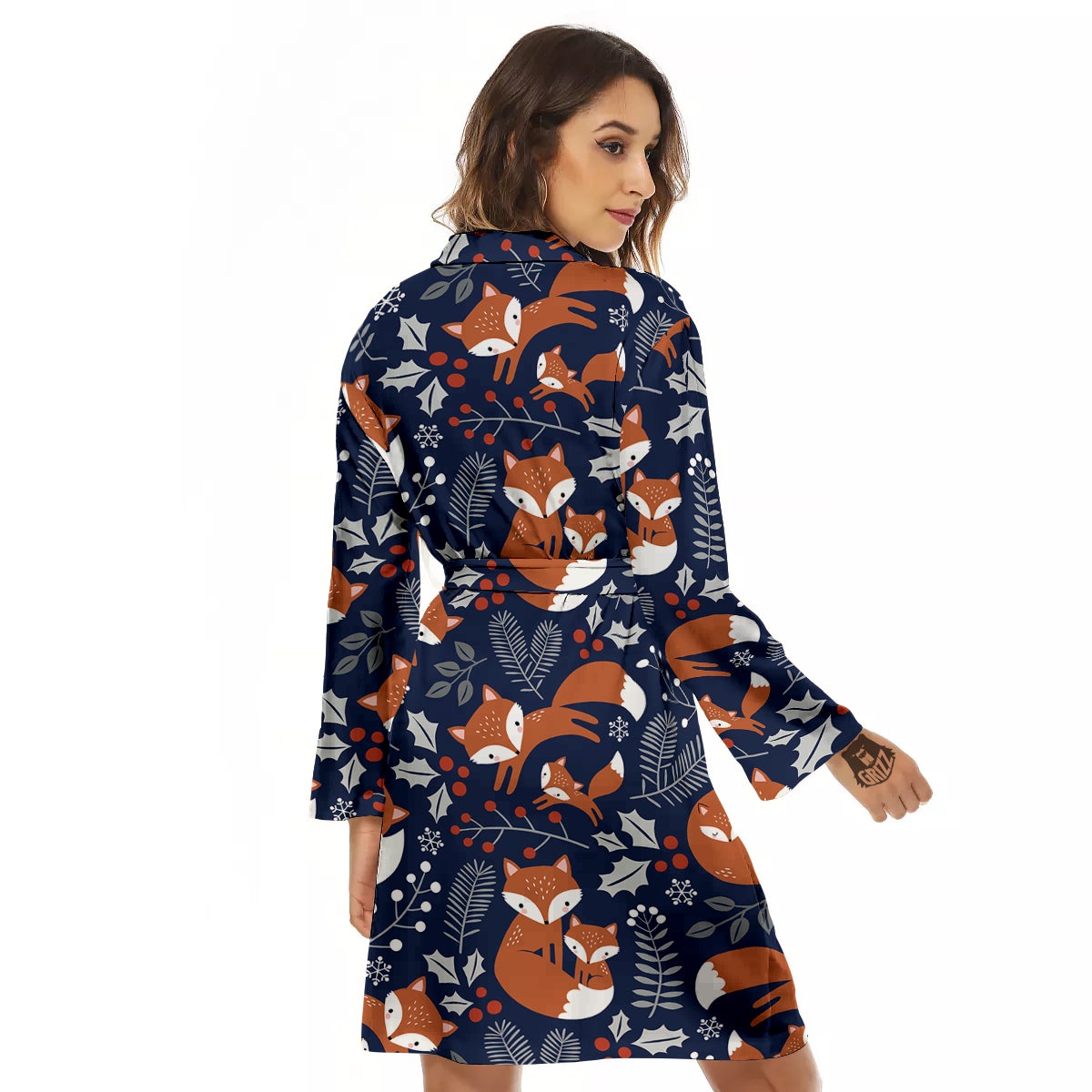 Fox Winter Print Pattern Women's Robe-grizzshop