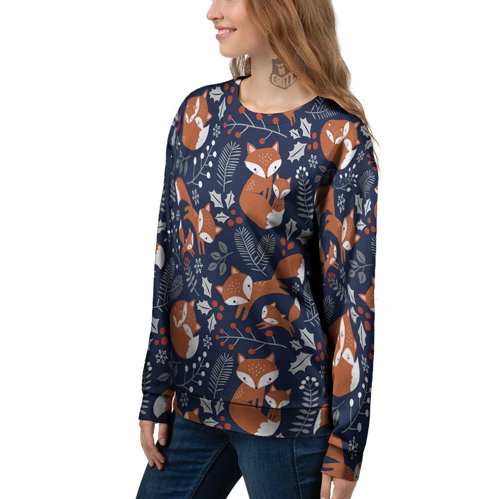Fox Winter Print Pattern Women's Sweatshirt-grizzshop