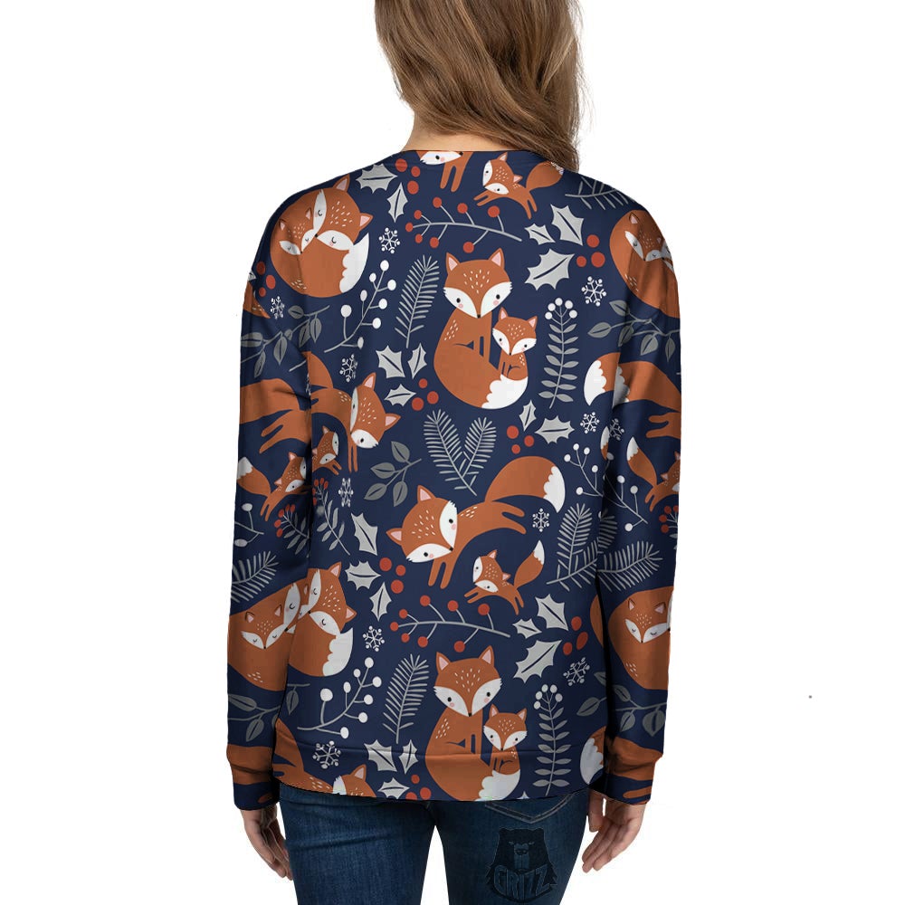 Fox Winter Print Pattern Women's Sweatshirt-grizzshop