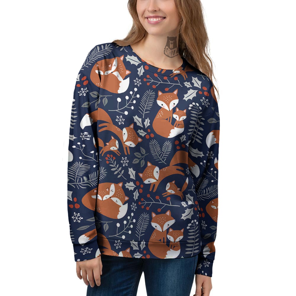 Fox Winter Print Pattern Women's Sweatshirt-grizzshop