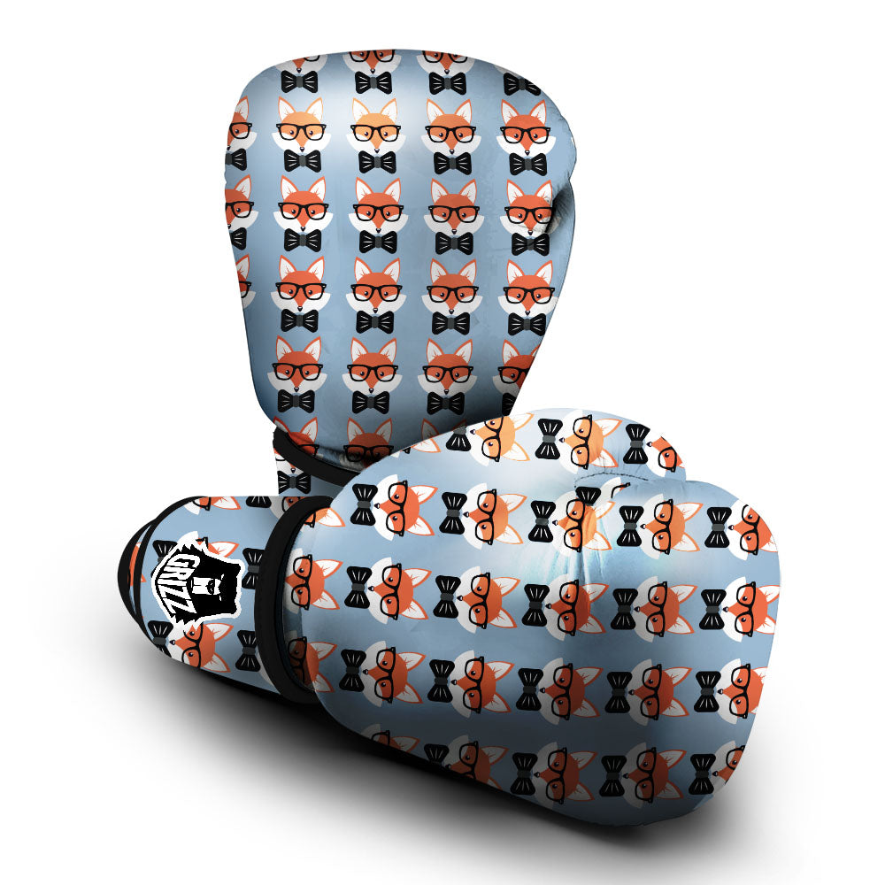 Fox With Glasses Print Pattern Boxing Gloves-grizzshop