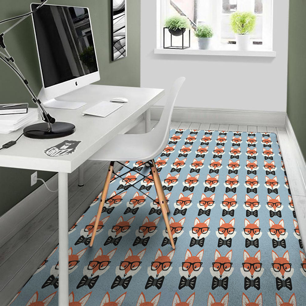 Fox With Glasses Print Pattern Floor Mat-grizzshop