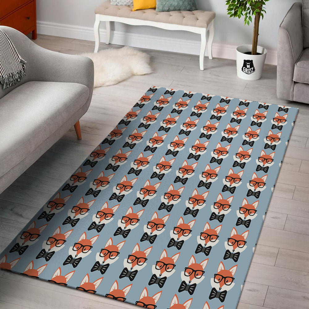 Fox With Glasses Print Pattern Floor Mat-grizzshop