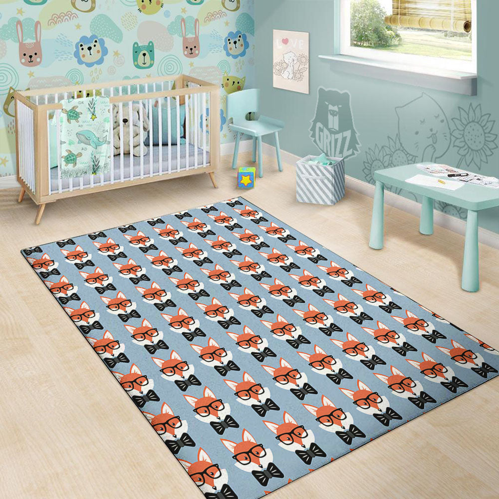 Fox With Glasses Print Pattern Floor Mat-grizzshop