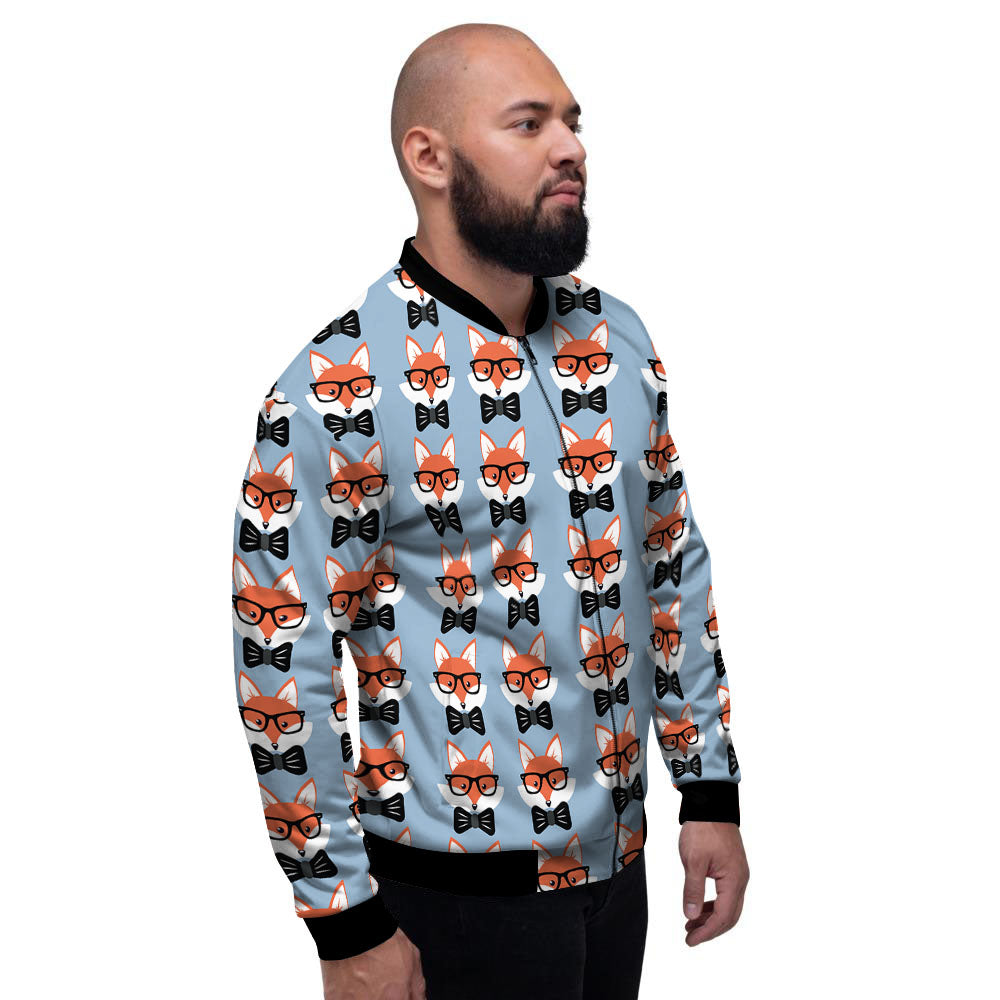 Fox With Glasses Print Pattern Men's Bomber Jacket-grizzshop