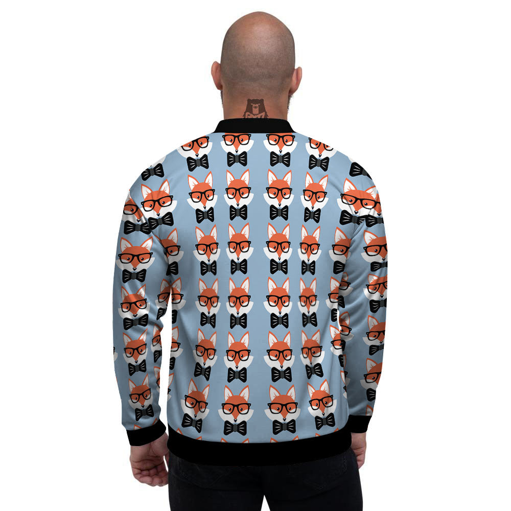 Fox With Glasses Print Pattern Men's Bomber Jacket-grizzshop