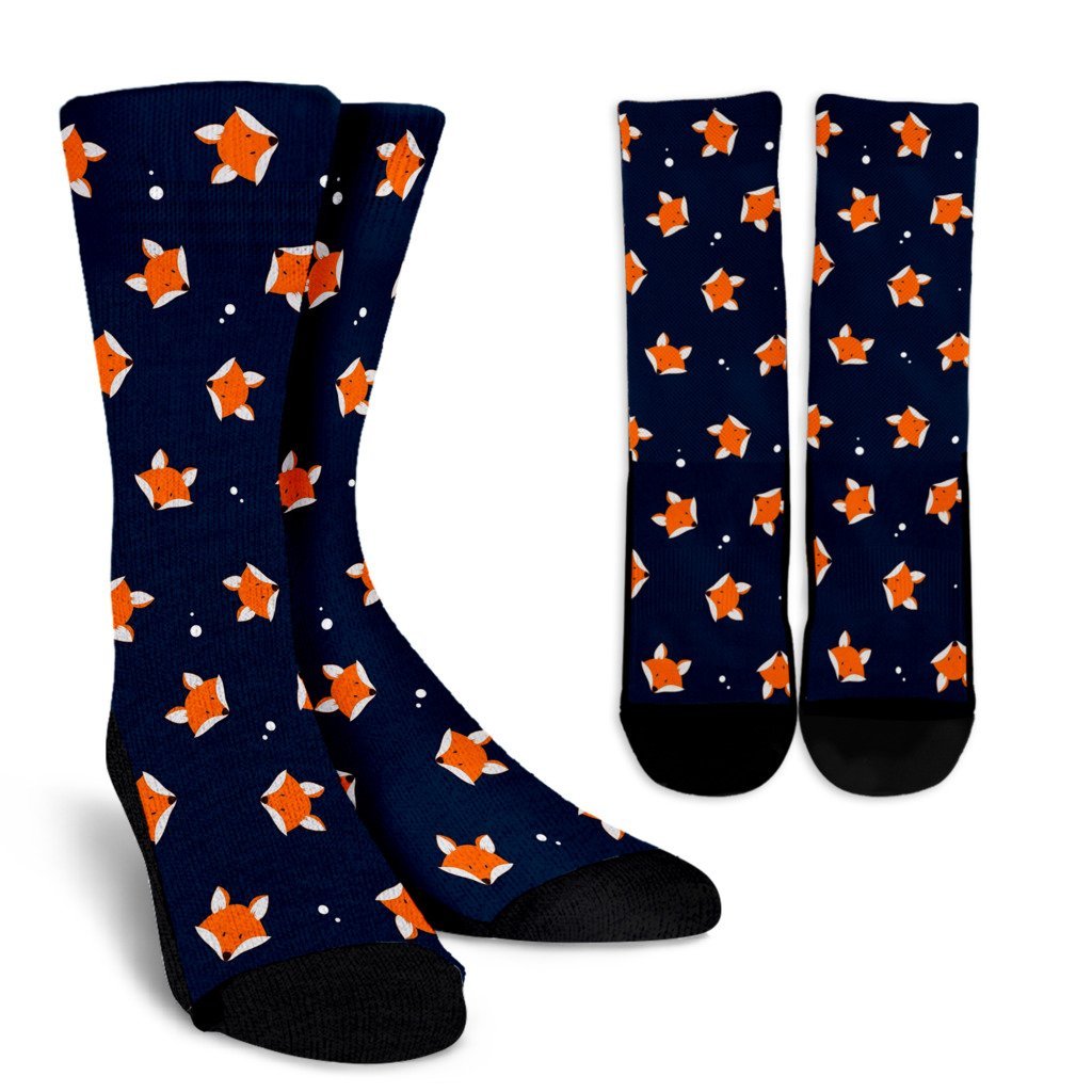 Fox Pattern Print Unisex Crew Socks-grizzshop