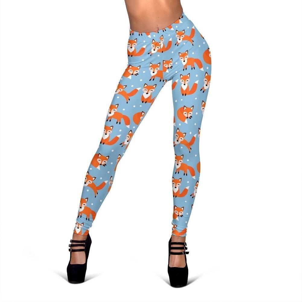 Fox Snow Pattern Print Women Leggings-grizzshop