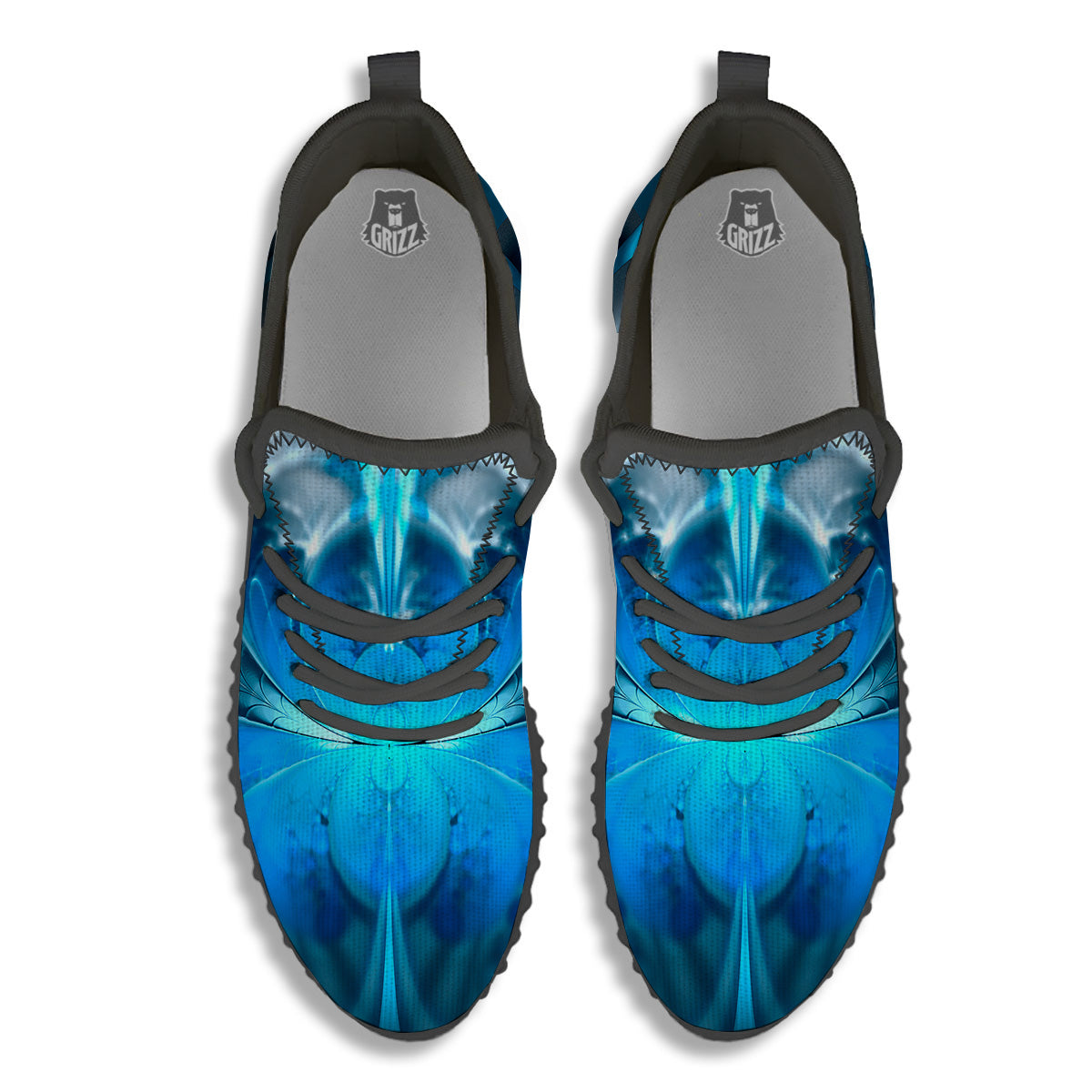 Fractal Blue Print Black Walking Shoes-grizzshop