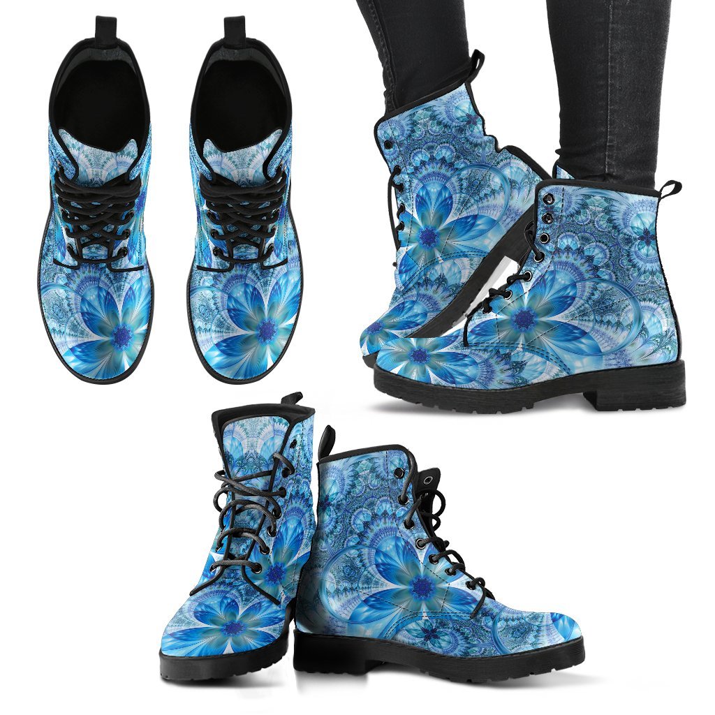 Fractal Flower Women's Leather Boots-grizzshop