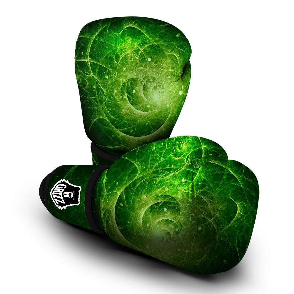 Fractal Green Print Boxing Gloves-grizzshop