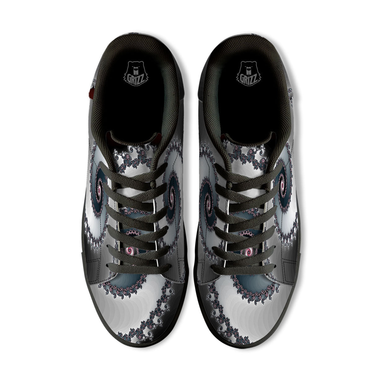 Fractal Infinite Print Black Low Top Sneakers-grizzshop