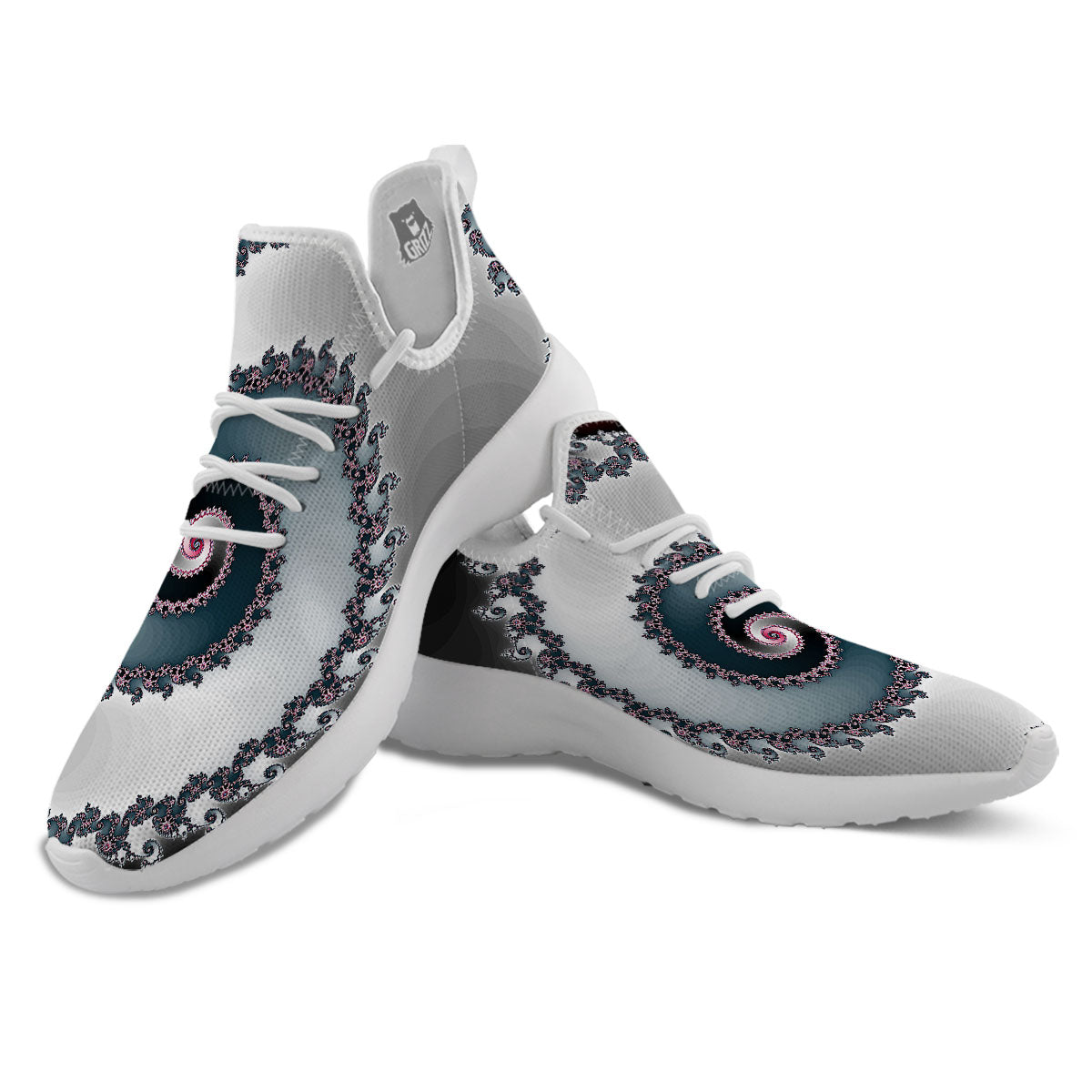 Fractal Infinite Print White Athletic Shoes-grizzshop