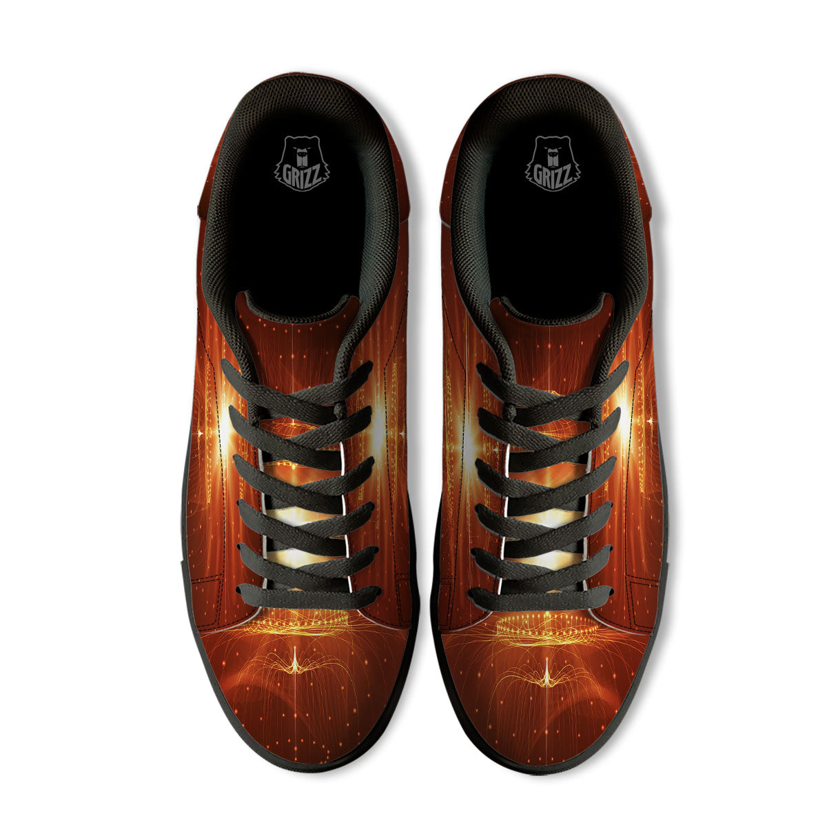 Fractal Light Print Black Low Top Sneakers-grizzshop