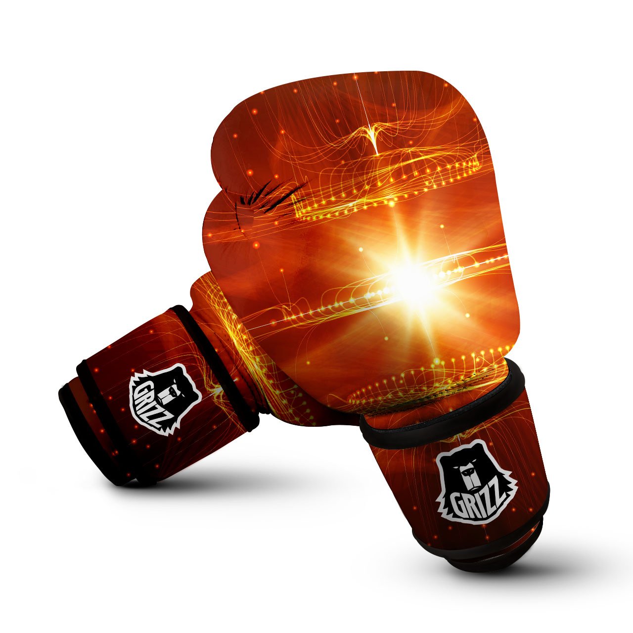 Fractal Light Print Boxing Gloves-grizzshop