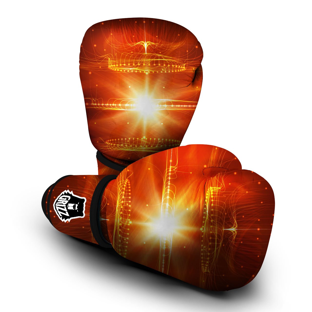 Fractal Light Print Boxing Gloves-grizzshop