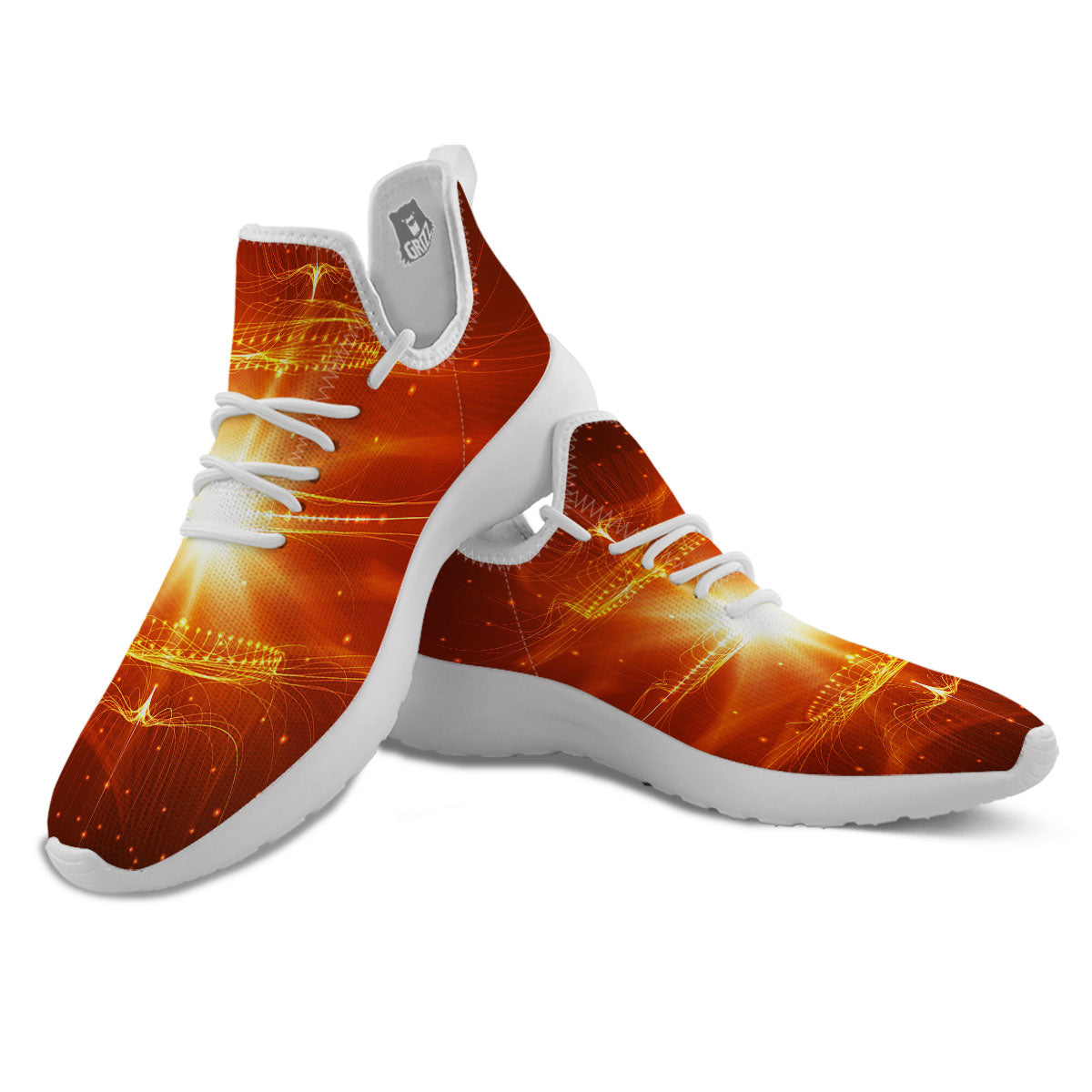 Fractal Light Print White Athletic Shoes-grizzshop