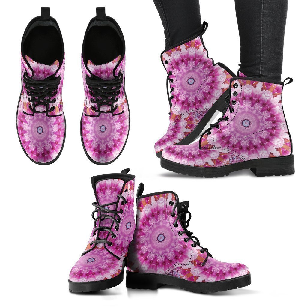 Fractal Mandala Women's Leather Boots-grizzshop