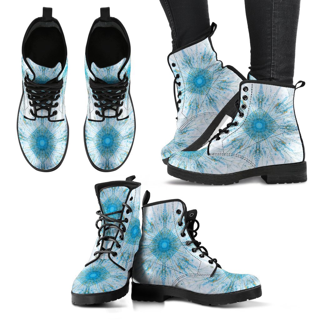 Fractal Mandala Women's Leather Boots-grizzshop