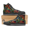 Fractal Psychedelic Print Pattern Black High Top Shoes-grizzshop