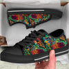 Fractal Psychedelic Print Pattern Black Low Top Shoes-grizzshop