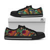 Fractal Psychedelic Print Pattern Black Low Top Shoes-grizzshop