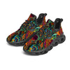 Fractal Psychedelic Print Pattern Black Running Shoes-grizzshop