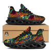 Fractal Psychedelic Print Pattern Black Running Shoes-grizzshop