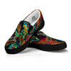 Fractal Psychedelic Print Pattern Black Slip On Shoes-grizzshop