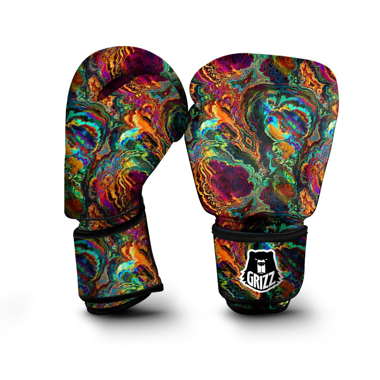 Fractal Psychedelic Print Pattern Boxing Gloves-grizzshop