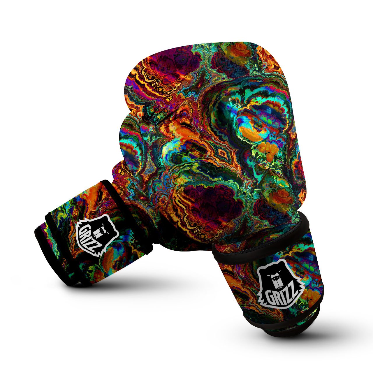 Fractal Psychedelic Print Pattern Boxing Gloves-grizzshop