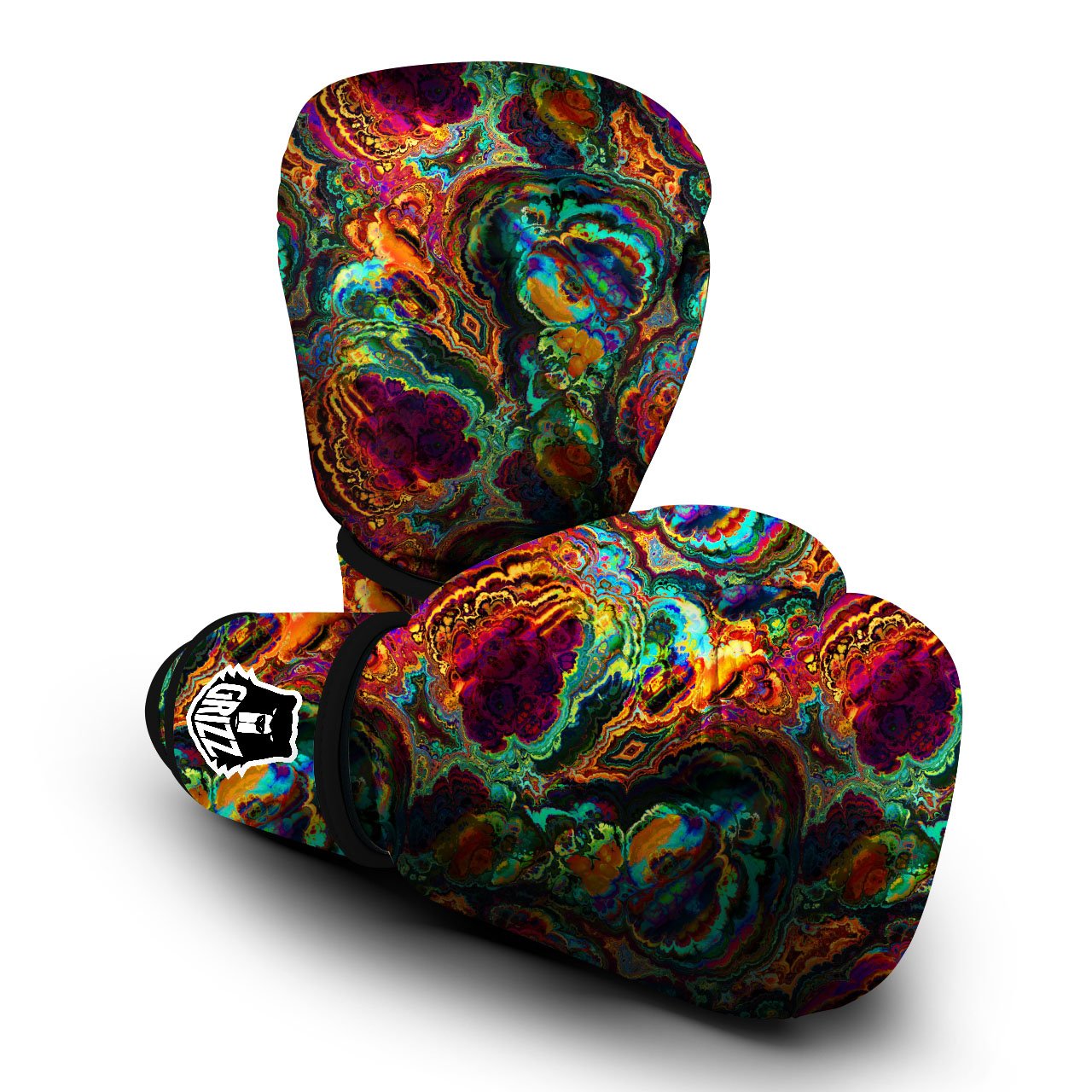 Fractal Psychedelic Print Pattern Boxing Gloves-grizzshop