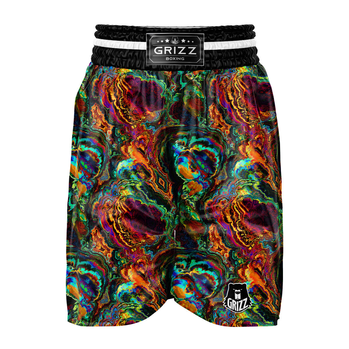 Fractal Psychedelic Print Pattern Boxing Shorts-grizzshop